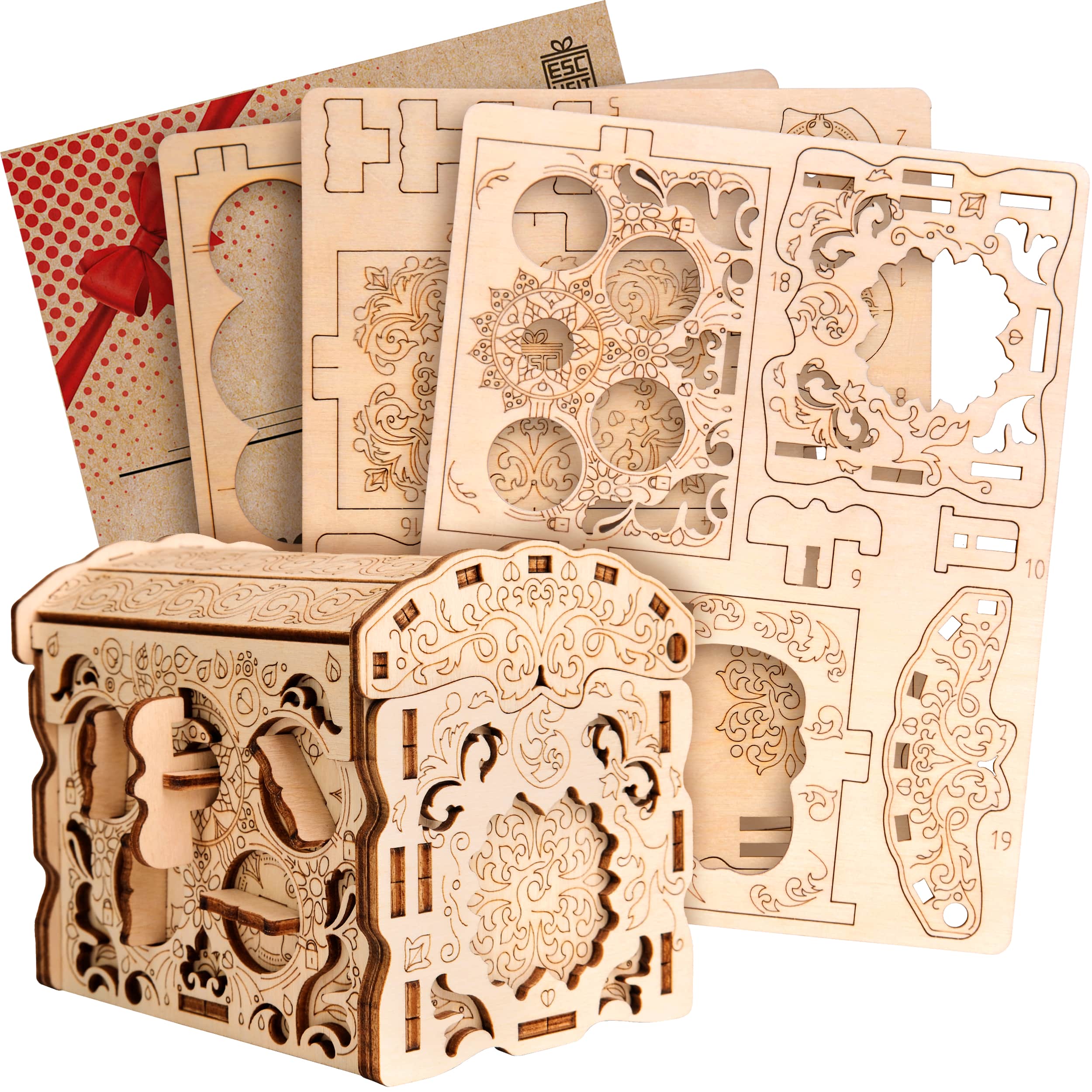 Images et photos de Wooden Secret TREASURE BOX, KIT DE PUZZLE 3D À MONTER SOI-MÊME. ESC WELT.