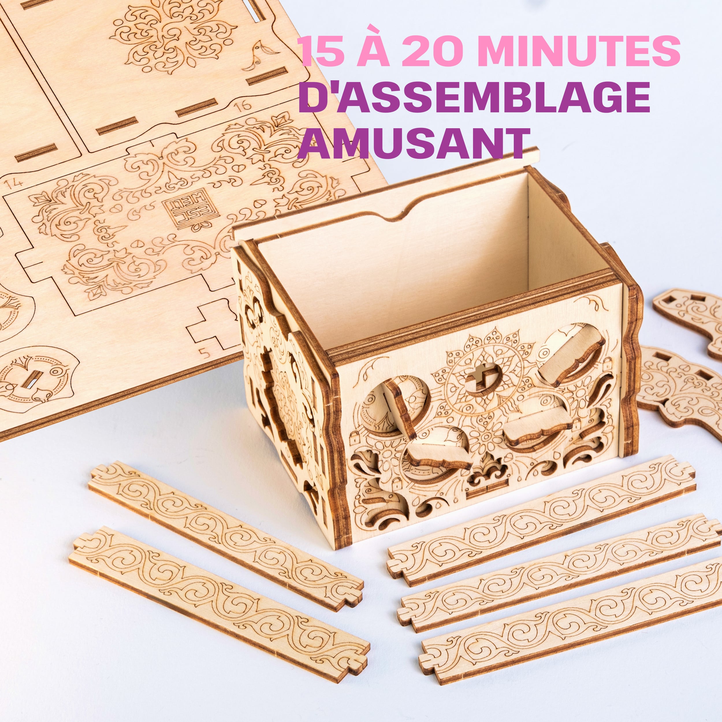 Images et photos de Wooden Secret TREASURE BOX, KIT DE PUZZLE 3D À MONTER SOI-MÊME. ESC WELT.