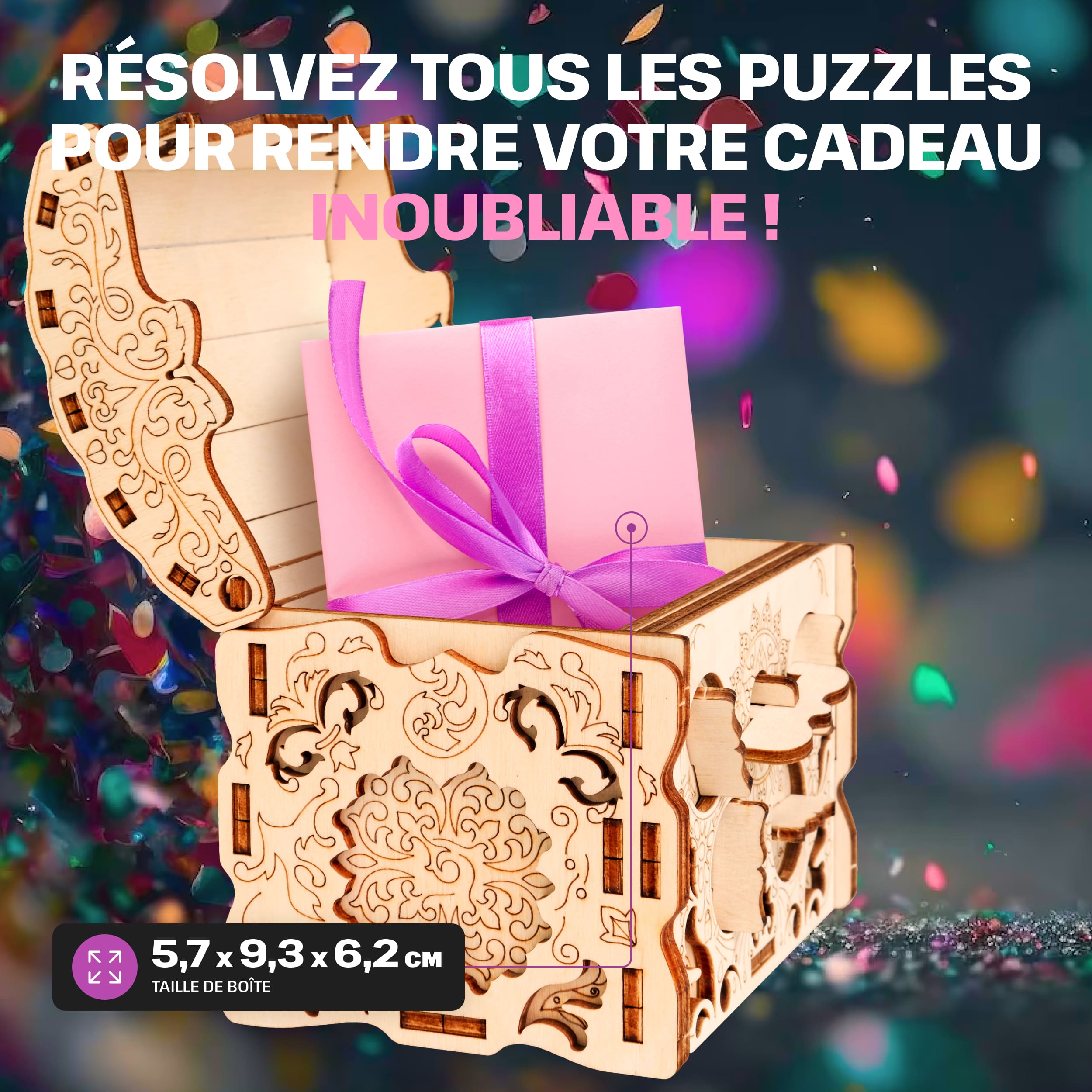 Images et photos de Wooden Secret TREASURE BOX, KIT DE PUZZLE 3D À MONTER SOI-MÊME. ESC WELT.
